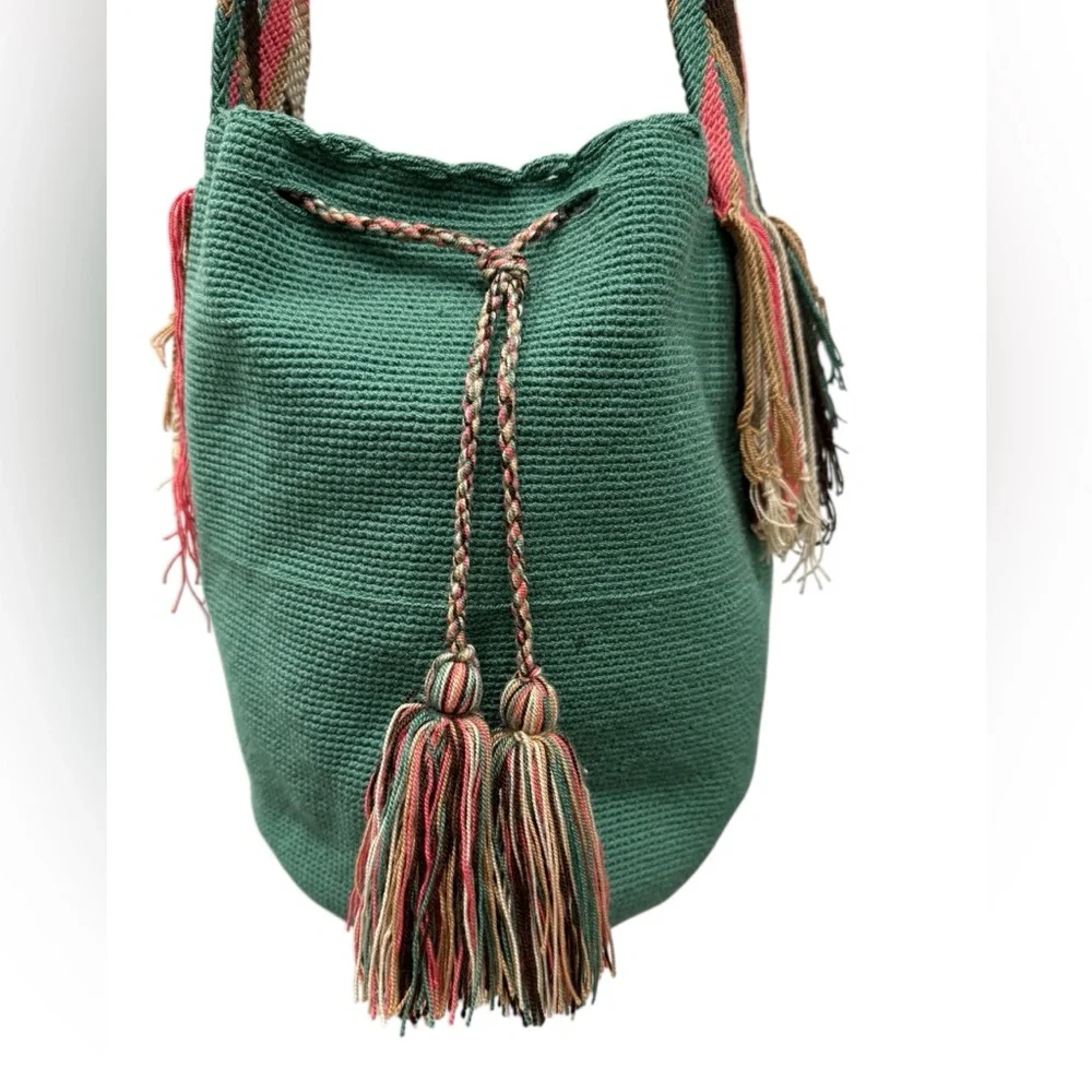 BOHO Wayuu Mochila Bag Stylish Bohemain  Woven Bucket Bag Crossbody Handmade E16 - Picture 5 of 10